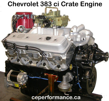 Click here to see this Chevy 383 cid crate motor with E Tec cylinder heads in a larger image...